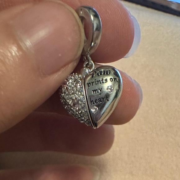 NWOT Pandora Fit Silver Paw Heart Charm - Picture 12 of 15